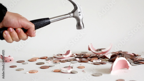 smashing piggy bank