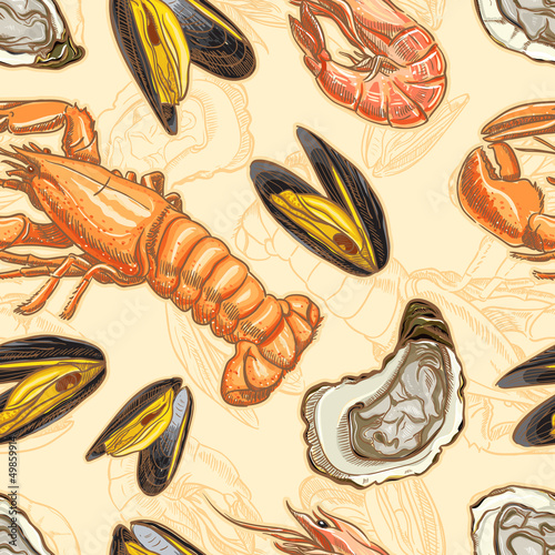 seamless background with seafood