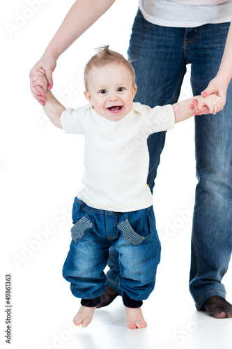 First steps of baby boy wit...