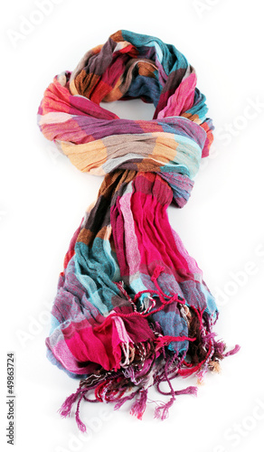 Bright female scarf isolated on white
