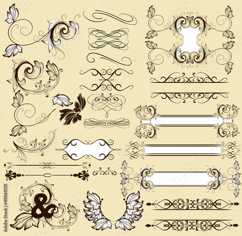 Calligraphic retro design elements and page decorations
