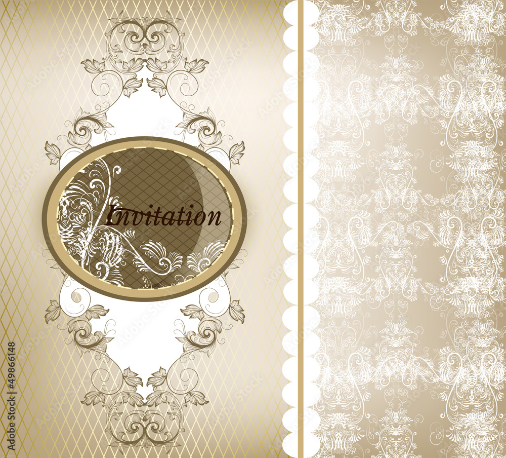 Elegant wedding invitation card with lace