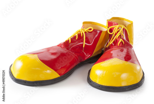 Red and yellow clown shoes photo