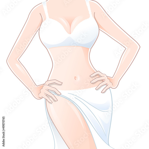 Sexy Beautiful young woman in white bra isolated on white