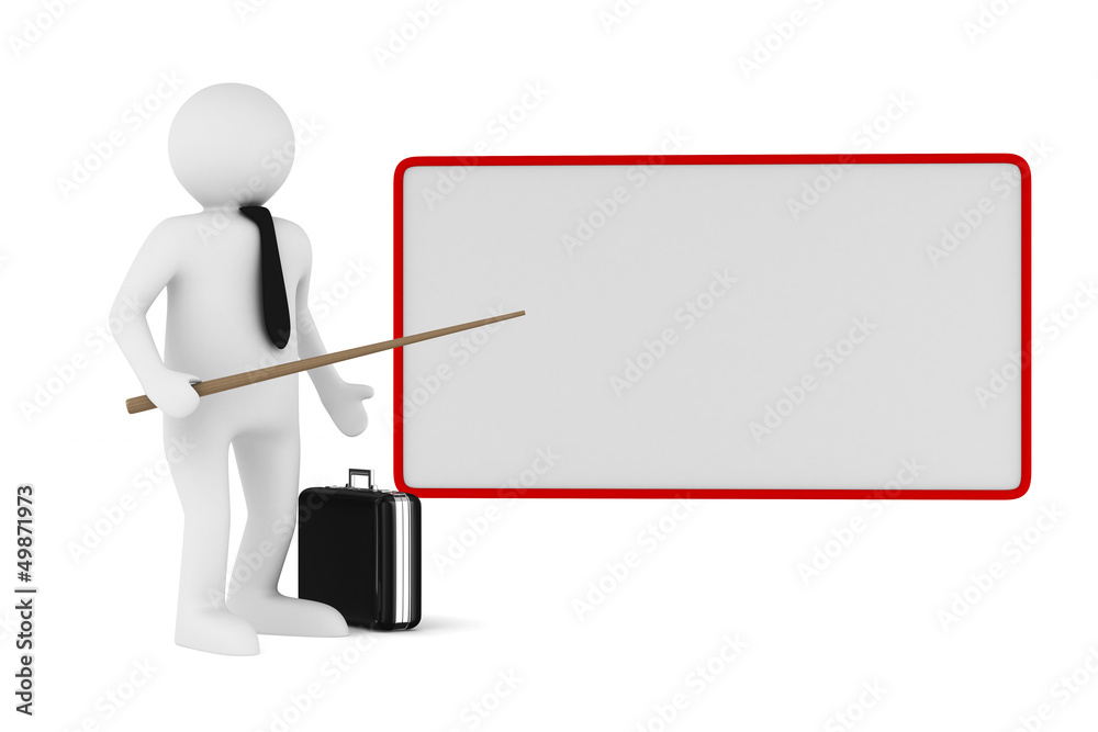 Men with empty board. Isolated 3d image Men with empty board. Isolated 3d image