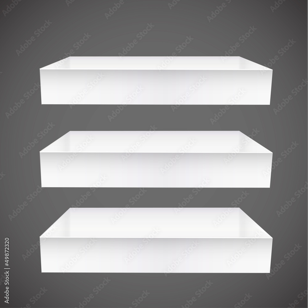 shelves on gray background. Vector design. shelves on gray background. Vector design.