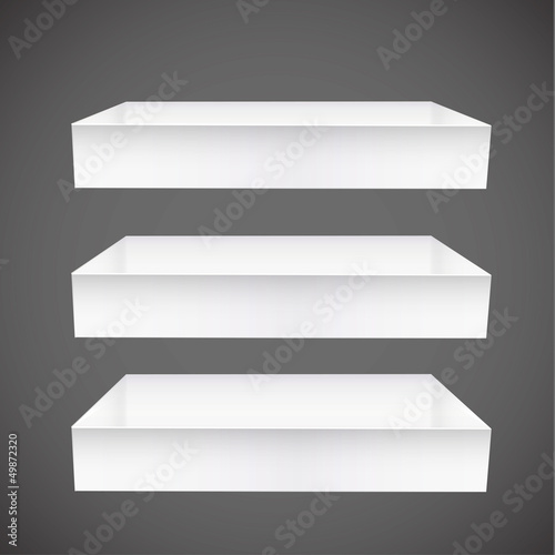 shelves on gray background. Vector design.