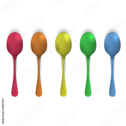 Realistic colorful spoon. Vector design.