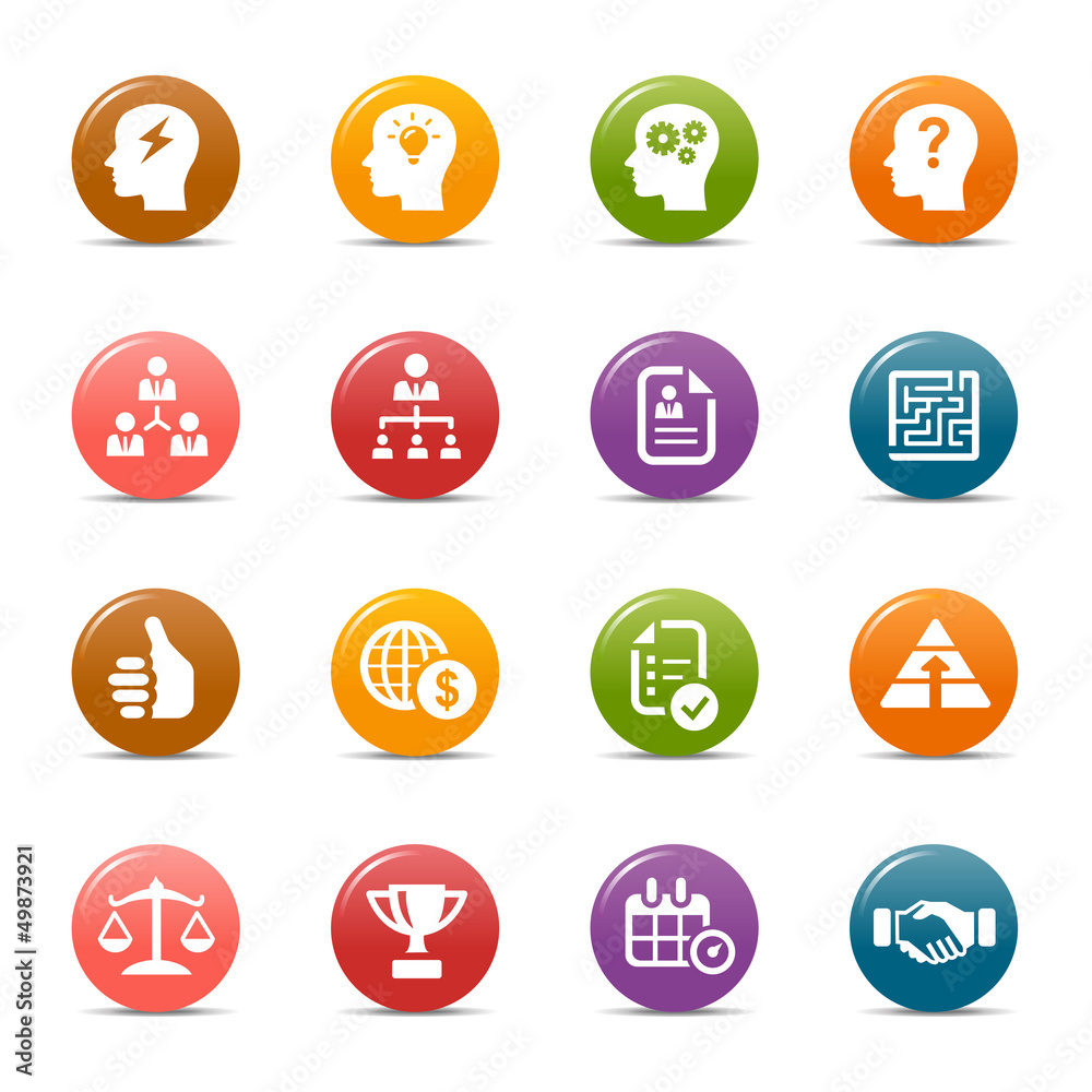 Fototapeta premium Colored Dots - Business strategy and management icons