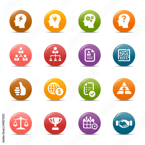 Colored Dots -  Business strategy and management icons
