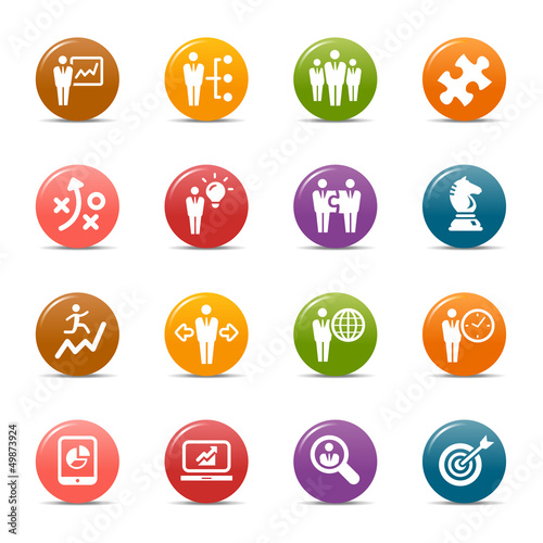 Colored Dots -  Business strategy and management icons