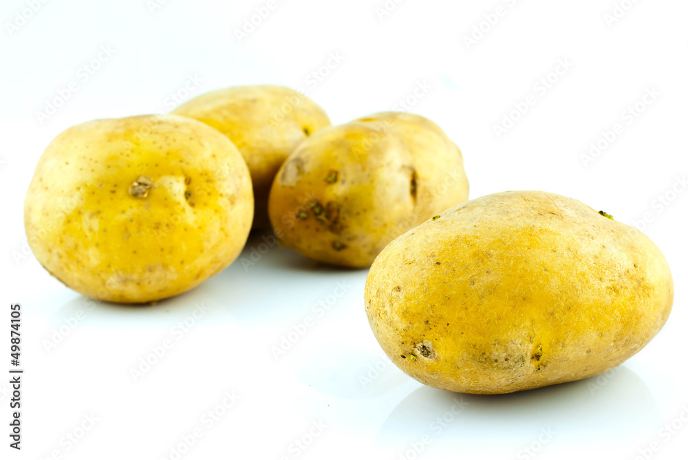 New potato isolated on white background close up New potato isolated on white background close up