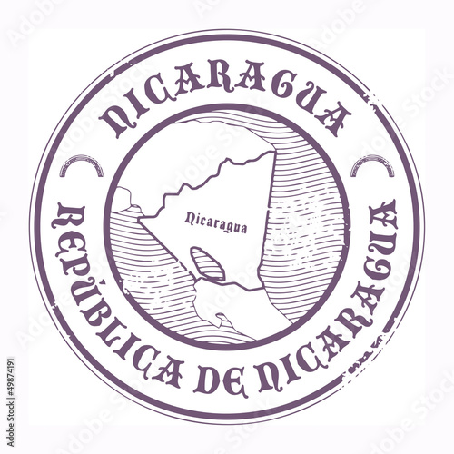 Grunge rubber stamp with the name and map of Nicaragua, vector