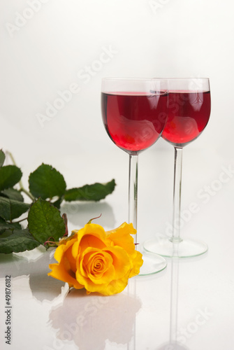 Glasses with Red Wine on White