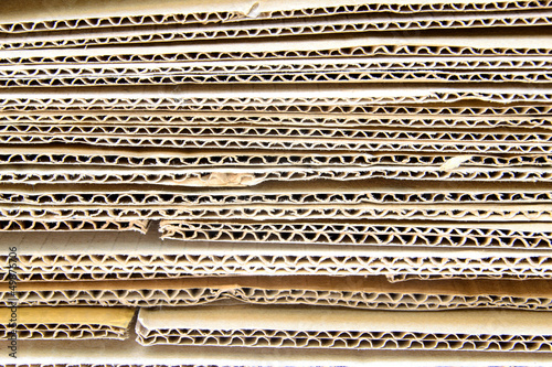 close-up of stacked corrugated cardboard