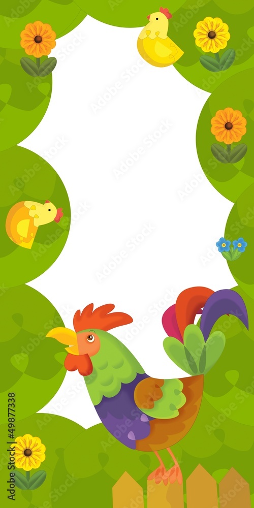 Obraz premium The happy easter frame - illustration for the children