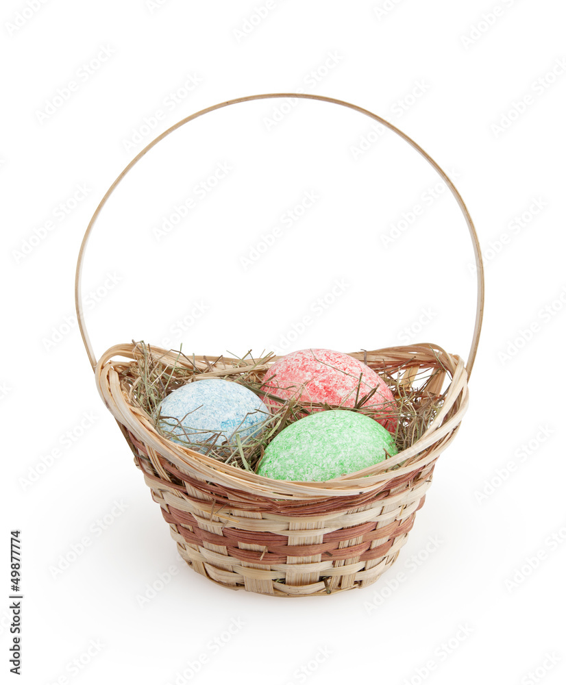 Easter basket isolated on white background with clipping path