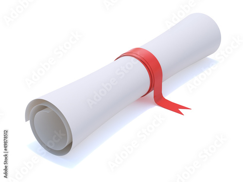 University diploma scroll