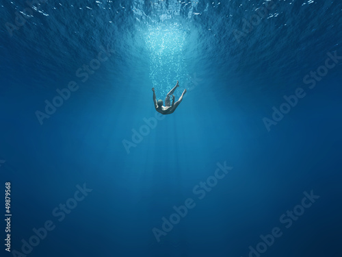 Man falls into the depths photo