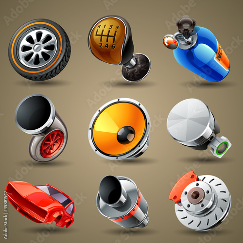 Car parts and services icons