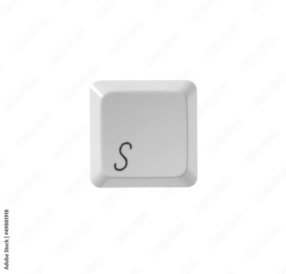 The letter S from a white computer keyboard The letter S from a white computer keyboard