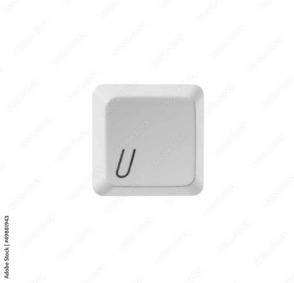 The letter U from a white computer keyboard The letter U from a white computer keyboard