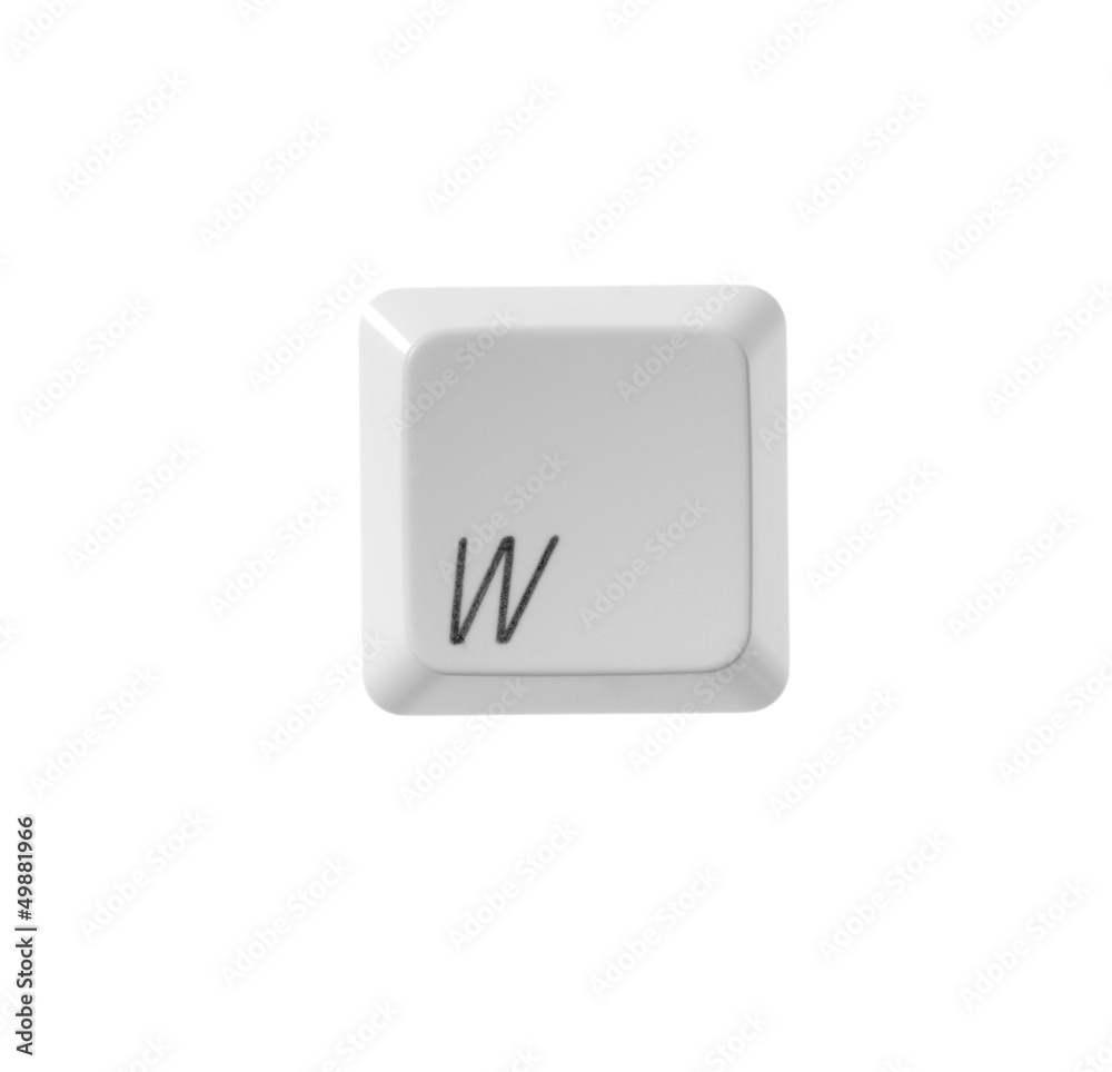 The letter W from a white computer keyboard The letter W from a white computer keyboard