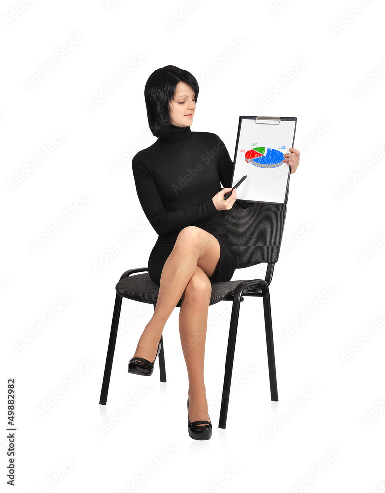 woman  and chart on clipboard