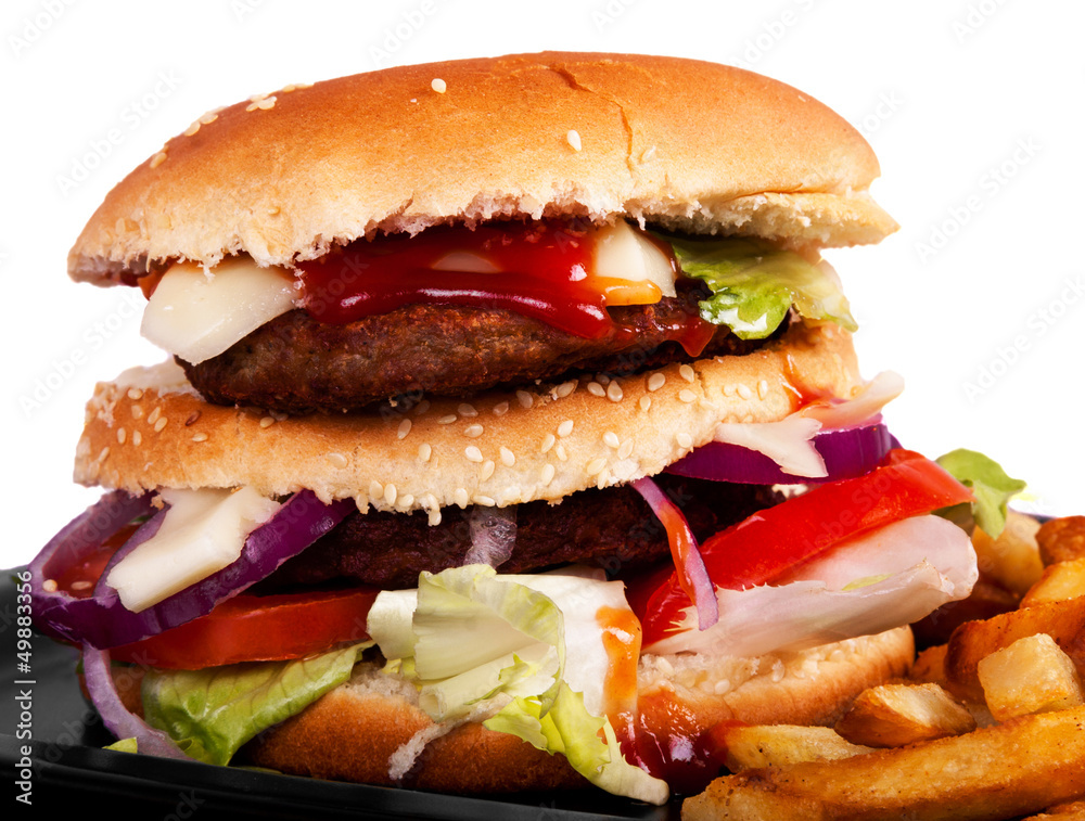 Hamburger isolated on white background Hamburger isolated on white background