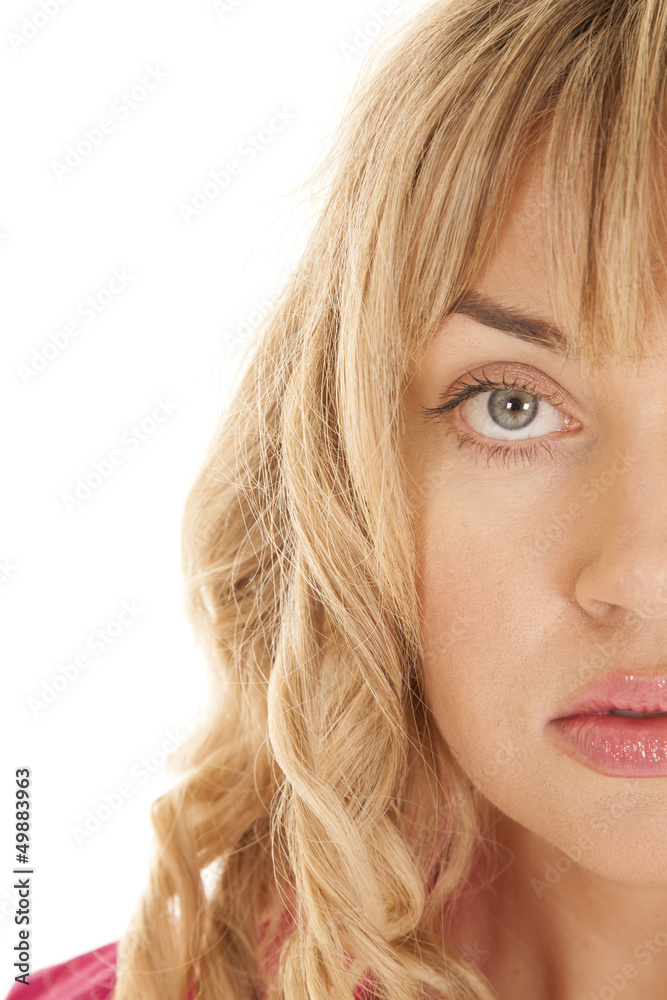 woman half face serious