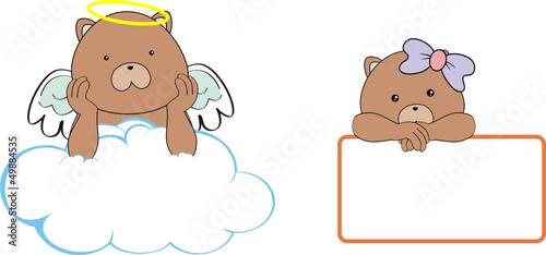 teddy bear angel cartoon copysapce