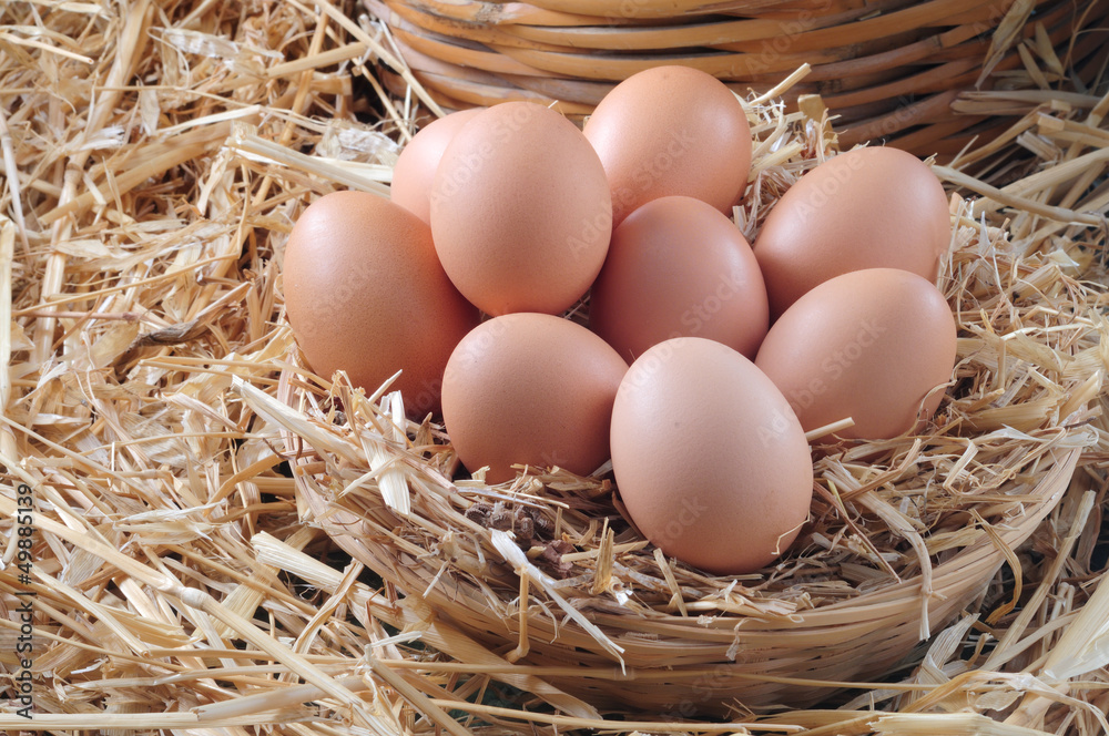 eggs in a straw basket