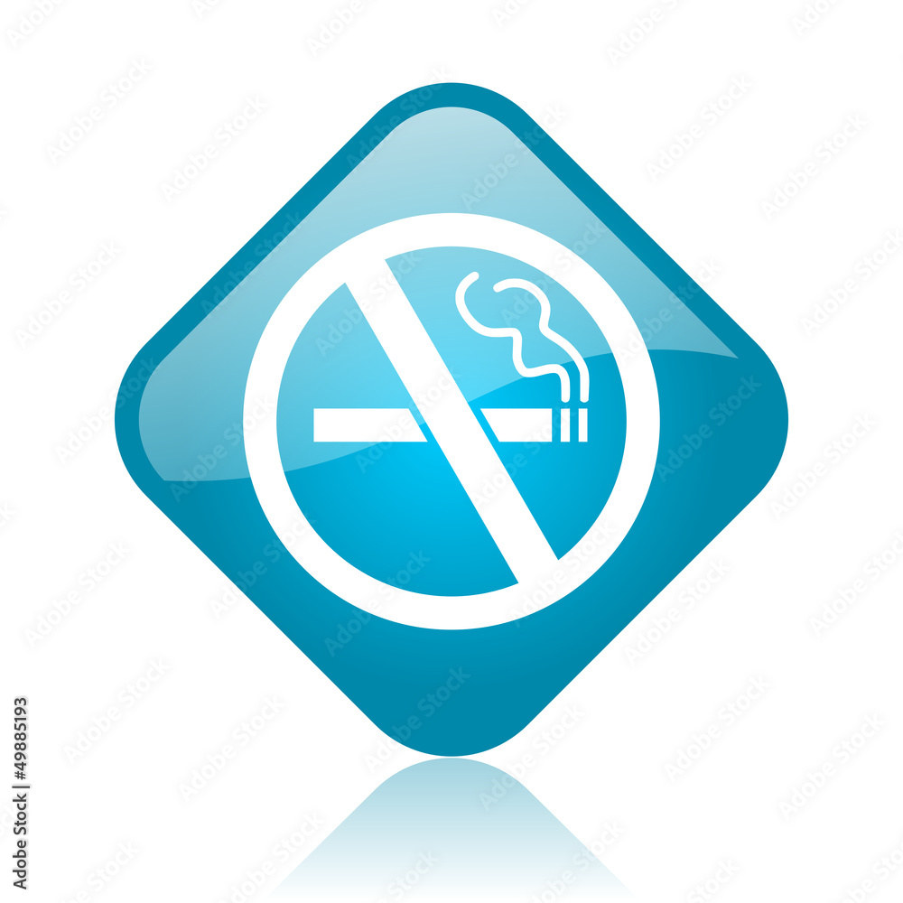 no smoking blue square glossy web icon