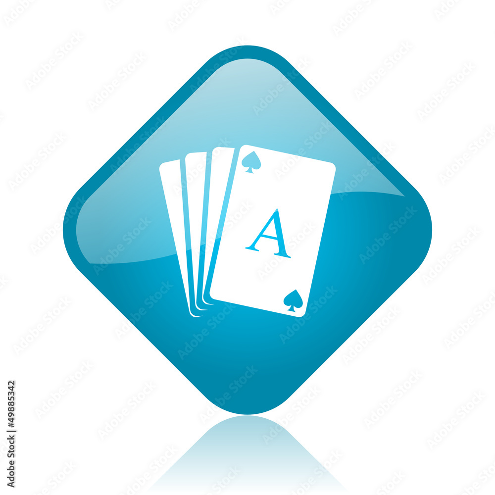 playing cards blue square glossy web icon playing cards blue square glossy web icon