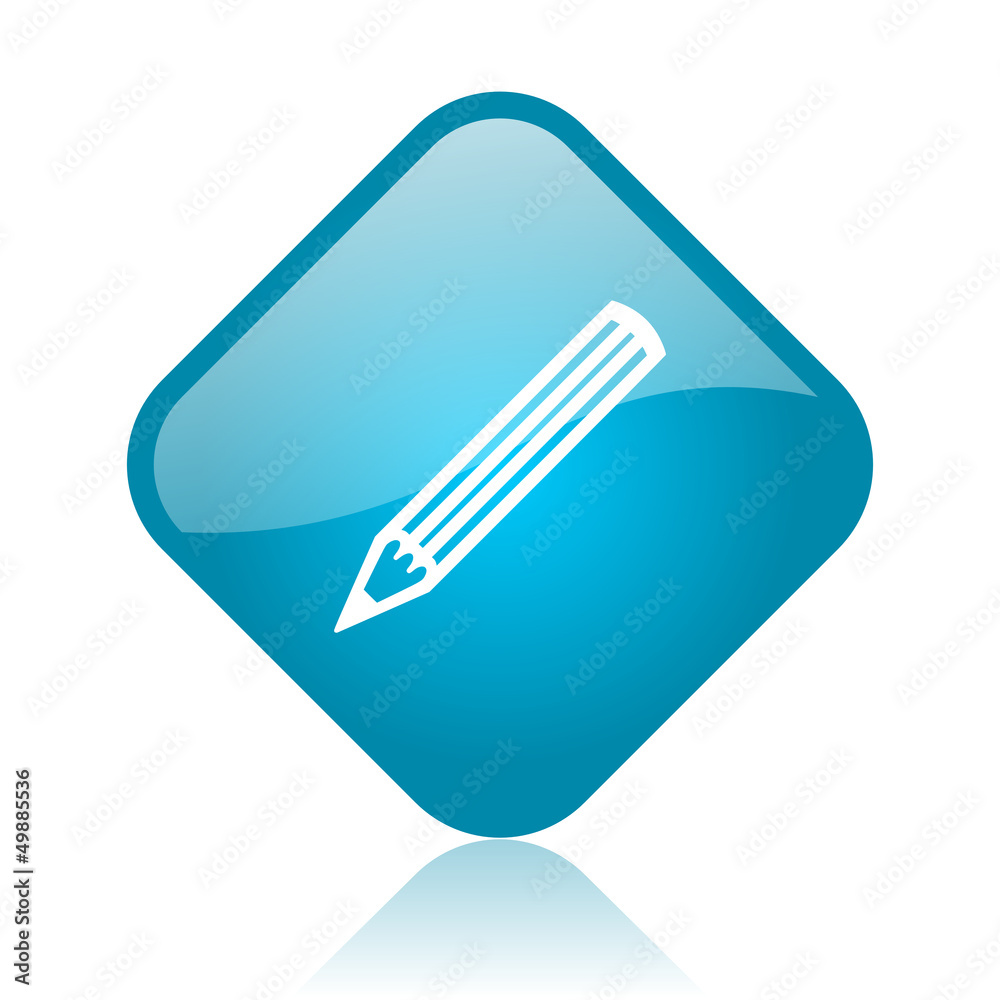 pencil blue square glossy web icon pencil blue square glossy web icon