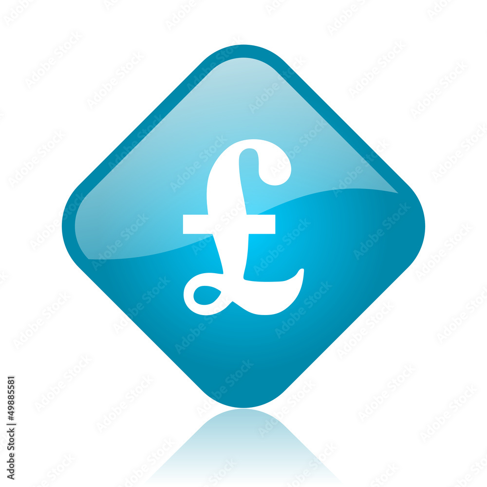 pound blue square glossy web icon