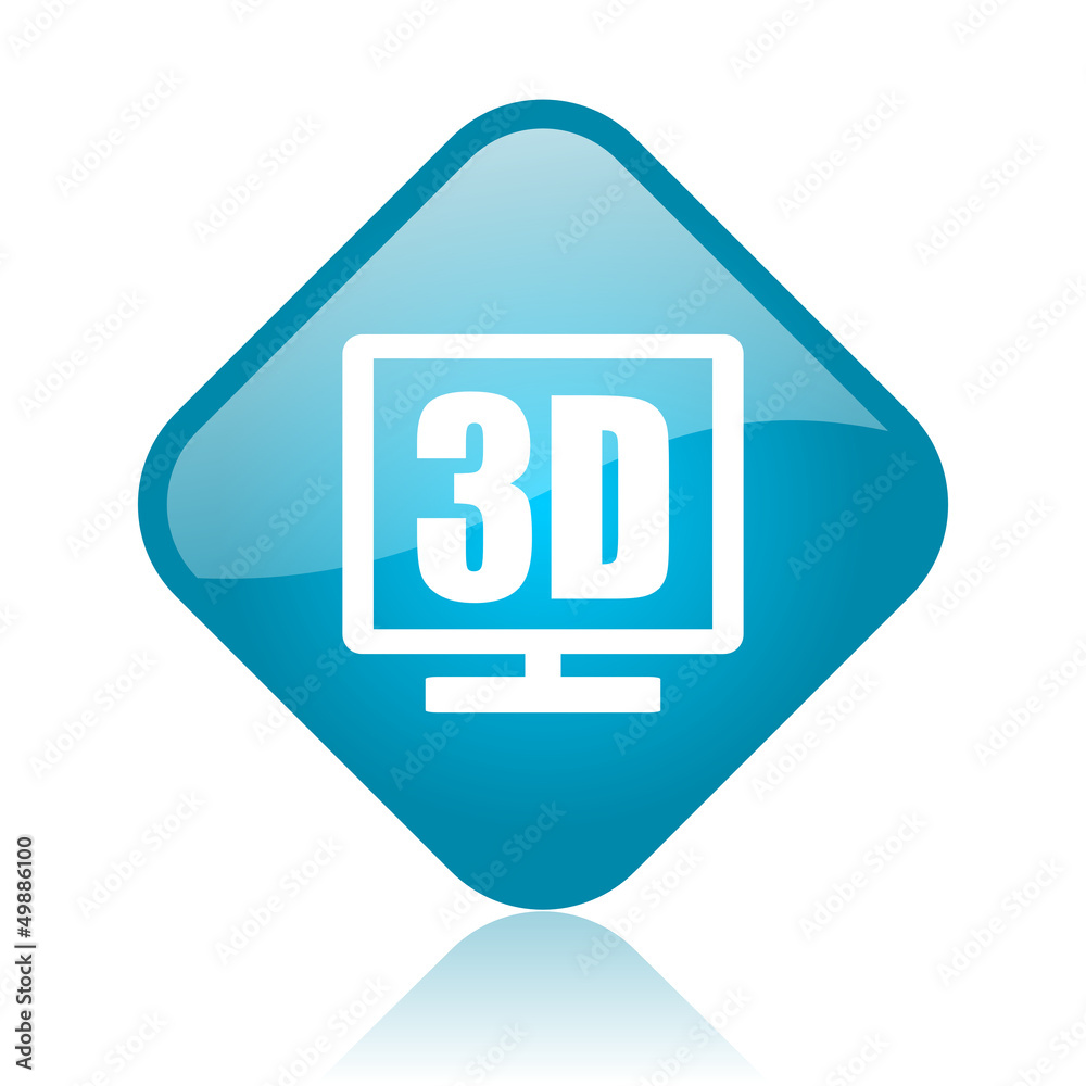 3d display blue square glossy web icon 3d display blue square glossy web icon