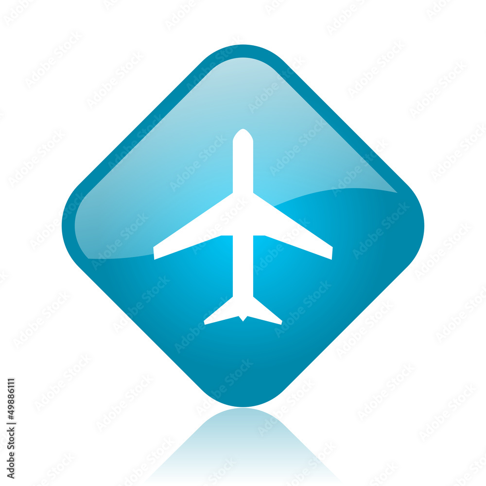 airplane blue square glossy web icon airplane blue square glossy web icon