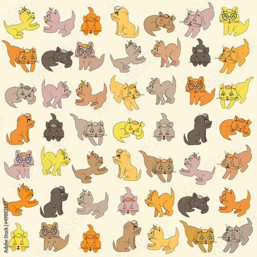 Set Of Kittens. Editable Vector Illustration