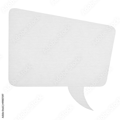 Paper speech bubble isolated on white
