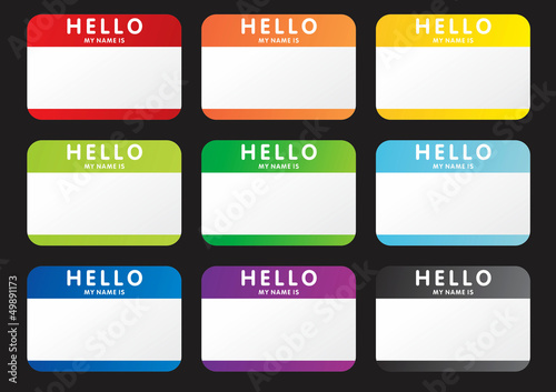 vector hello my name is stickers