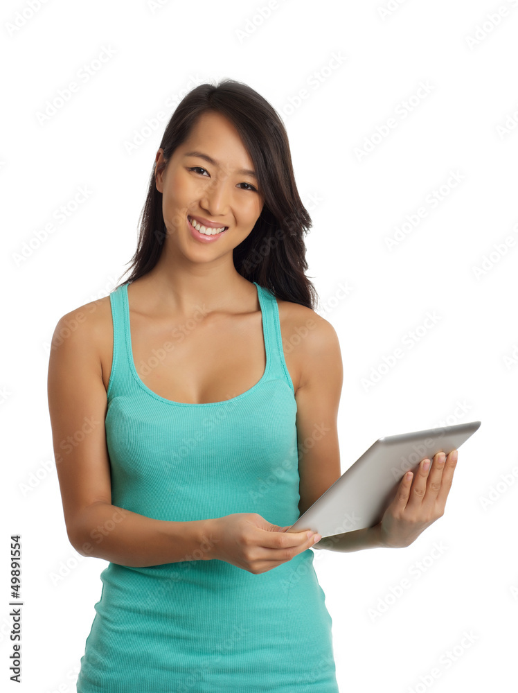 Asian Woman holding digital tablet Asian Woman holding digital tablet