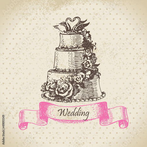 Wedding cake. Hand drawn illustration