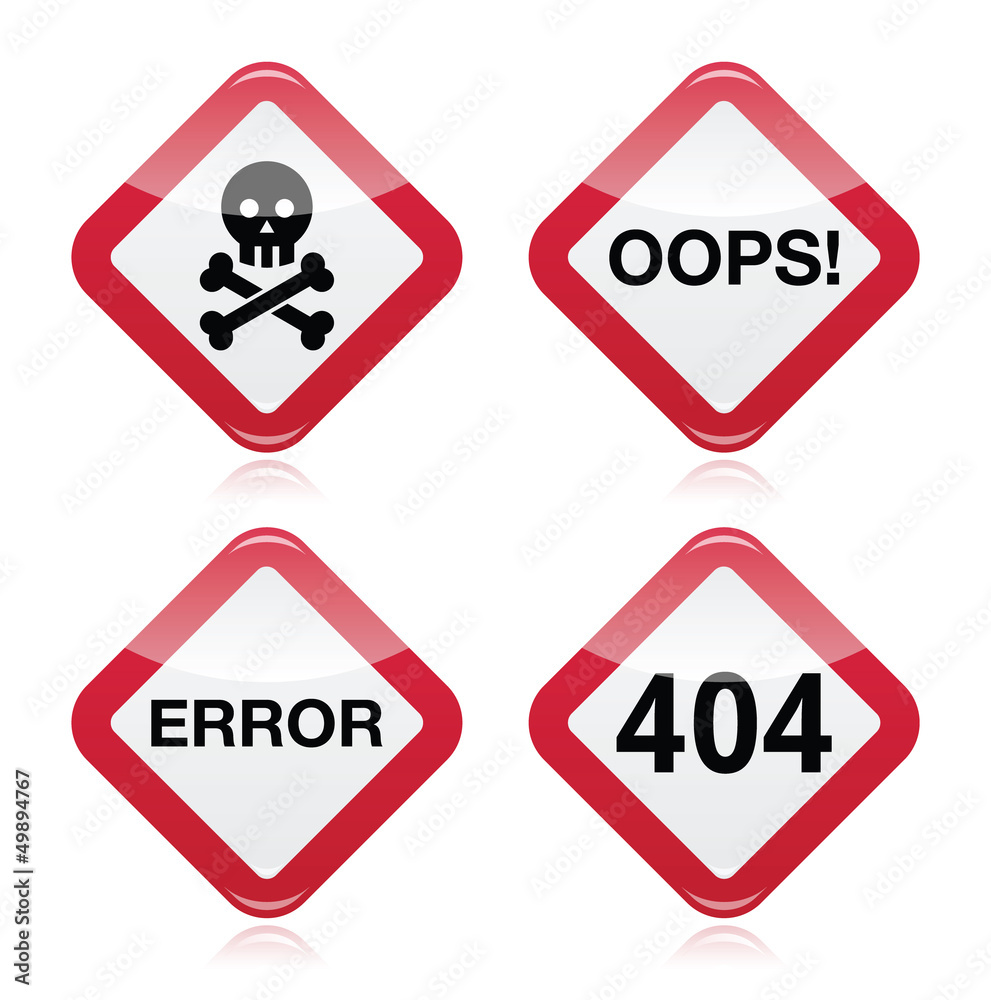 Danger, oops, error, 404 red warning sign Danger, oops, error, 404 red warning sign