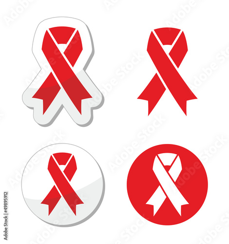 Red ribbon - AIDS, HIV, heart disease, stroke awereness sign photo
