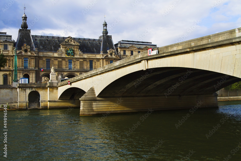 Arch bridge with a palace, Luxembourg Palace, Seine River, Paris