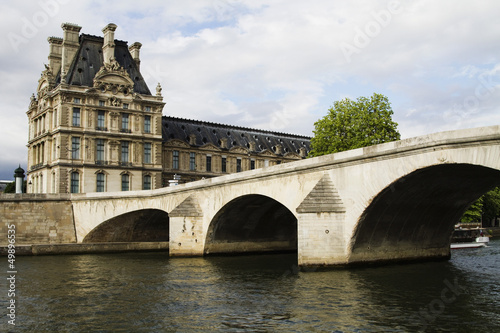 Arch bridge with a palace, Luxembourg Palace, Seine River, Paris