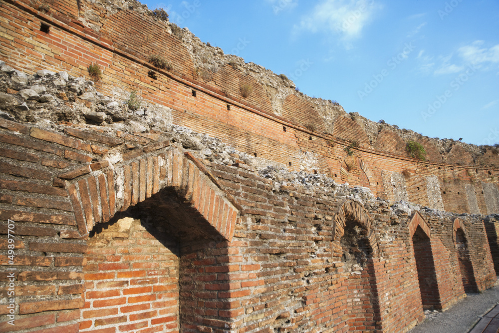 Ruins of an ancient Greek theatre, Taormina, Province of Messina, Sicily, Italy