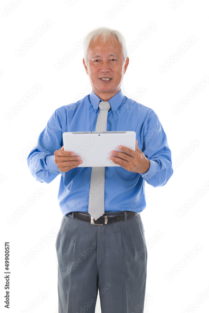 chinese senior business male with tablet chinese senior business male with tablet