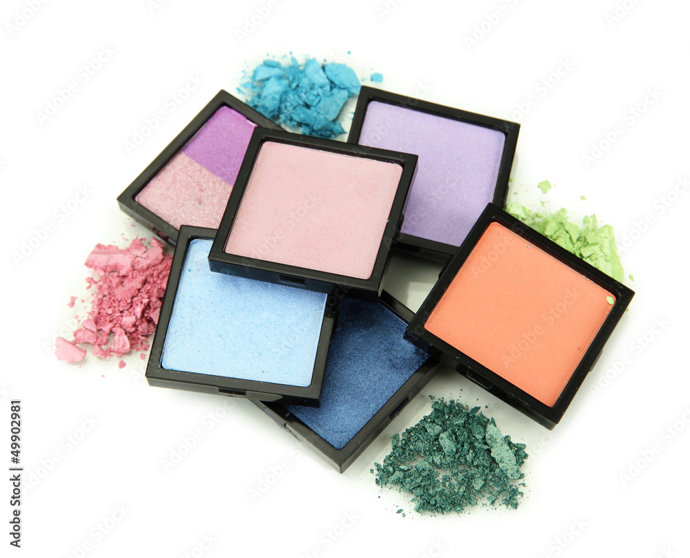 Fototapeta premium Beautiful bright eye shadows isolated on white